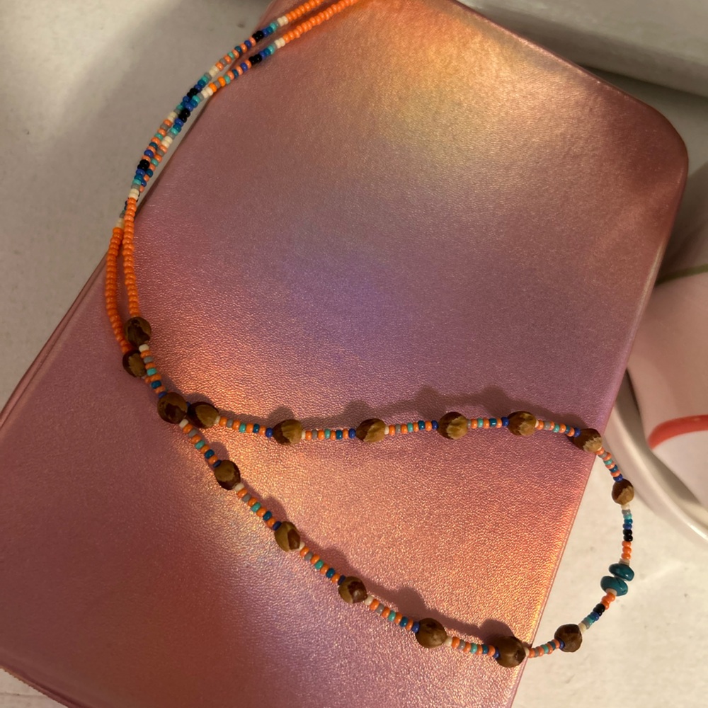 Colorful Beaded Drop Necklace 🌈